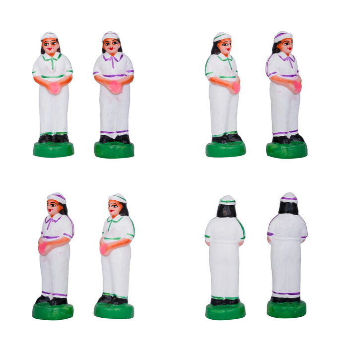 Cricket Clay Golu Bommai Set - 7 x 2.5 Inches | Giri Golu Doll/ Navaratri Golu Bomma/ Gombe/ Bommai