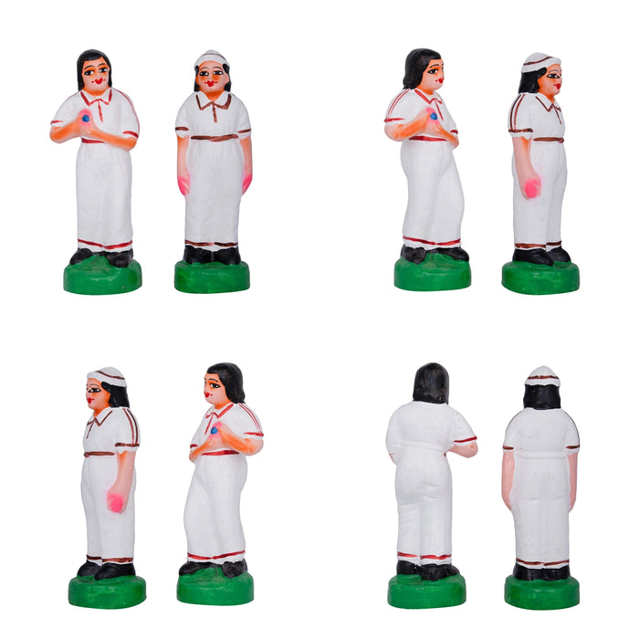 Cricket Clay Golu Bommai Set - 7 x 2.5 Inches | Giri Golu Doll/ Navaratri Golu Bomma/ Gombe/ Bommai