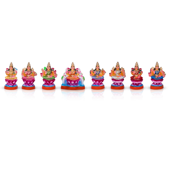 Ashtalakshmi Idol Clay Golu Bommai Set- 9 X 6 Inches | Navaratri Golu Gombe/Giri Golu Doll/Navratri Decoration