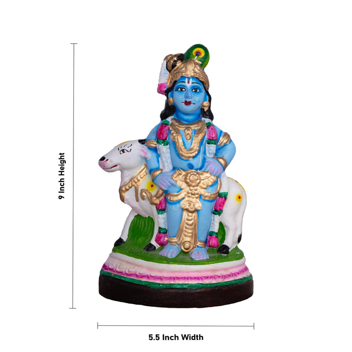 Krishna Clay Golu Bommai - 9 x 5.5 Inches | Giri Golu Doll/ Navaratri Golu Bomma/ Dasara Doll