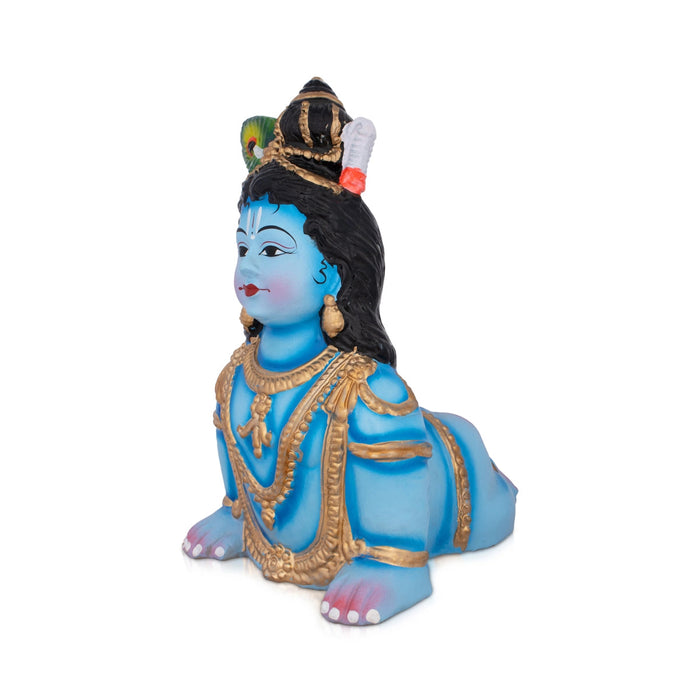 Crawling Krishna Murti - 11 x 10 Inches | Clay Doll/ Giri Golu Doll/ Janmashtami Decoration