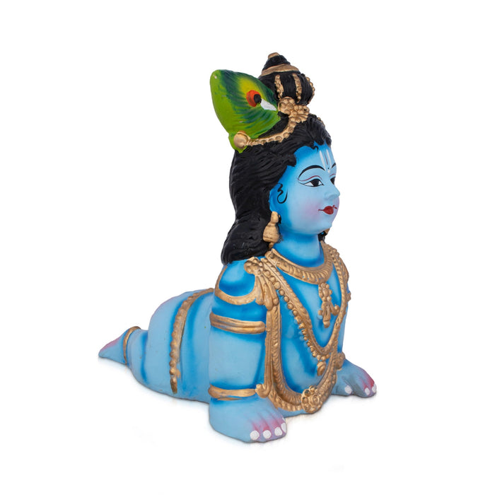 Crawling Krishna Murti - 11 x 10 Inches | Clay Doll/ Giri Golu Doll/ Janmashtami Decoration