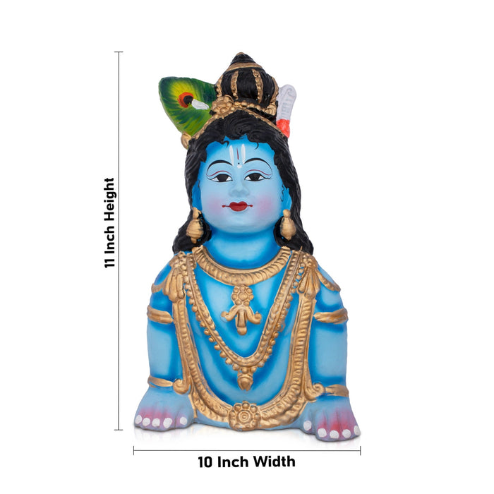Crawling Krishna Murti - 11 x 10 Inches | Clay Doll/ Giri Golu Doll/ Janmashtami Decoration
