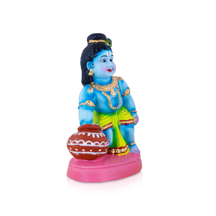 Butter Turban Krishna Clay Golu Bommai - 9.5 x 6.5 Inches | Giri Golu Doll/ Navaratri Golu Bomma/ Gombe/ Bommai