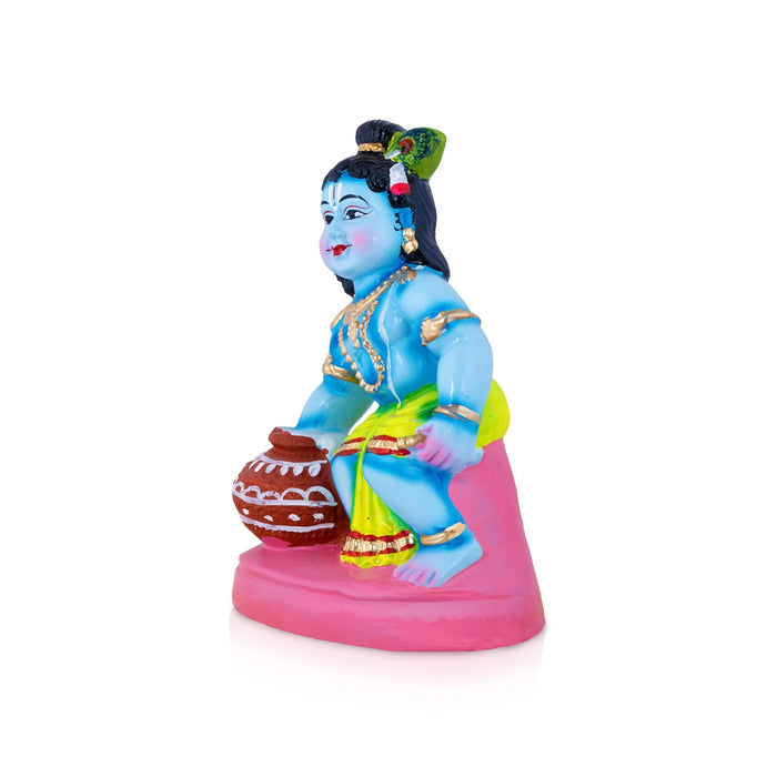 Butter Turban Krishna Clay Golu Bommai - 9.5 x 6.5 Inches | Giri Golu Doll/ Navaratri Golu Bomma/ Gombe/ Bommai