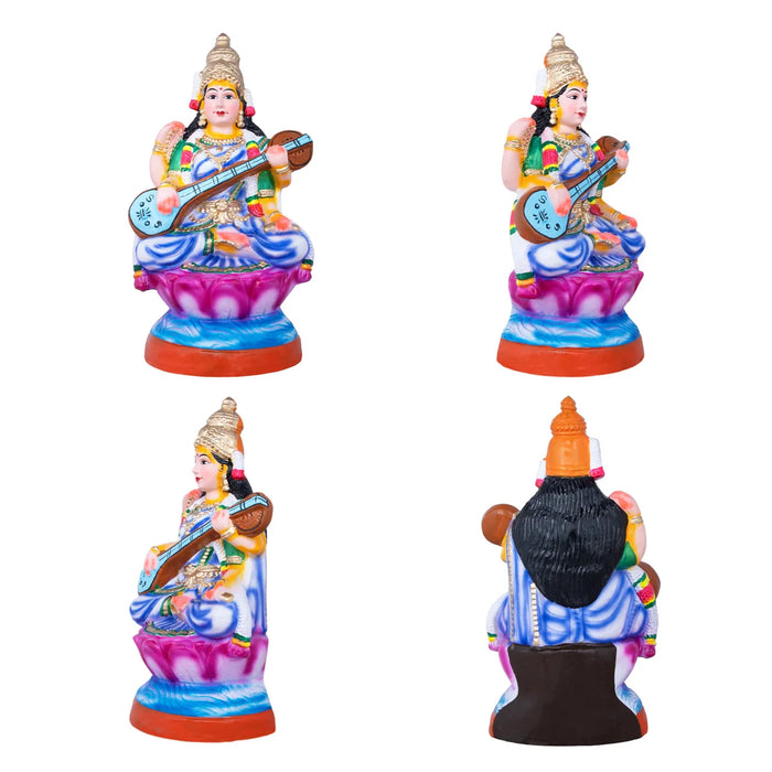 Lakshmi Saraswati Durga Clay Golu Bommai Set - 18 x 11 Inches | Giri Golu Doll/ Navaratri Golu Bomma/Gombe
