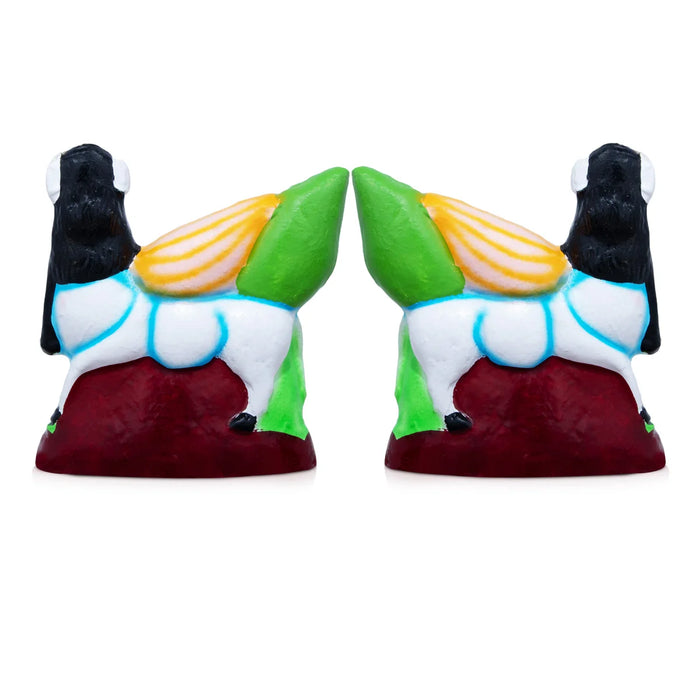 Kamadhenu Clay Golu Bommai Pair - 8 x 7 Inches | Giri Golu Doll/ Navaratri Golu Bomma/Gombe/Bommai