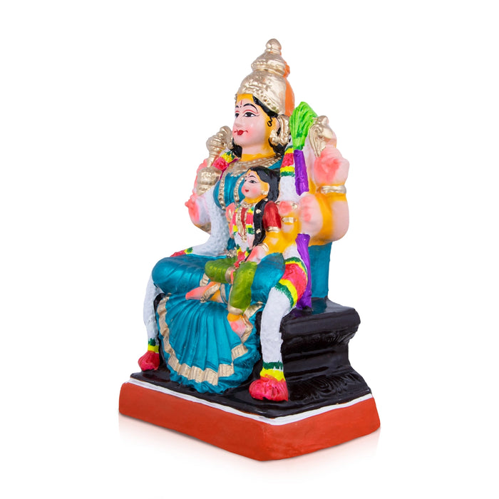 Balambigai Sitting On Thiripurasundari Clay Golu Bommai - 12 X 7 Inches | Navaratri Golu Gombe/ Giri Golu Doll