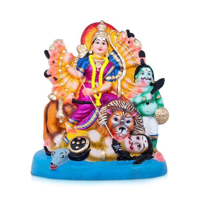 Mahishasuramardini Clay Golu Bommai - 18 x 11 Inches | Giri Golu Doll/ Navaratri Golu Bomma/Gombe/Bommai