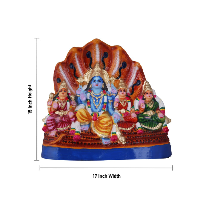 Vishnu Family Paper Mache Golu Bommai - 15 x 17 Inches | Giri Golu Doll/ Navaratri Golu Bomma/ Bommai/ Gombe