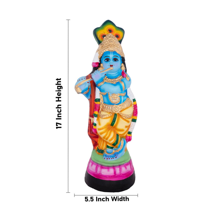 Flute Krishna Murti Paper Mache Golu Bommai- 17 x 5.5 Inches | Giri Golu Doll/Bommai/Navaratri Golu Bomma/Gombe