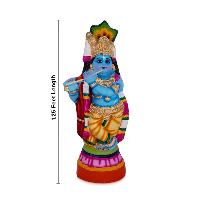 Flute Krishna Paper Mache Golu Bommai - 1.25 Feet| Giri Golu Doll/ Navaratri Kolu Bomma/ Bommai