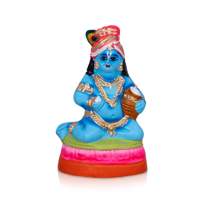 Butter Krishna Paper Mache Golu Bommai - 6 x 3.25 Inches | Giri Golu Bommai/ Navaratri Dasara Doll/ Bomma