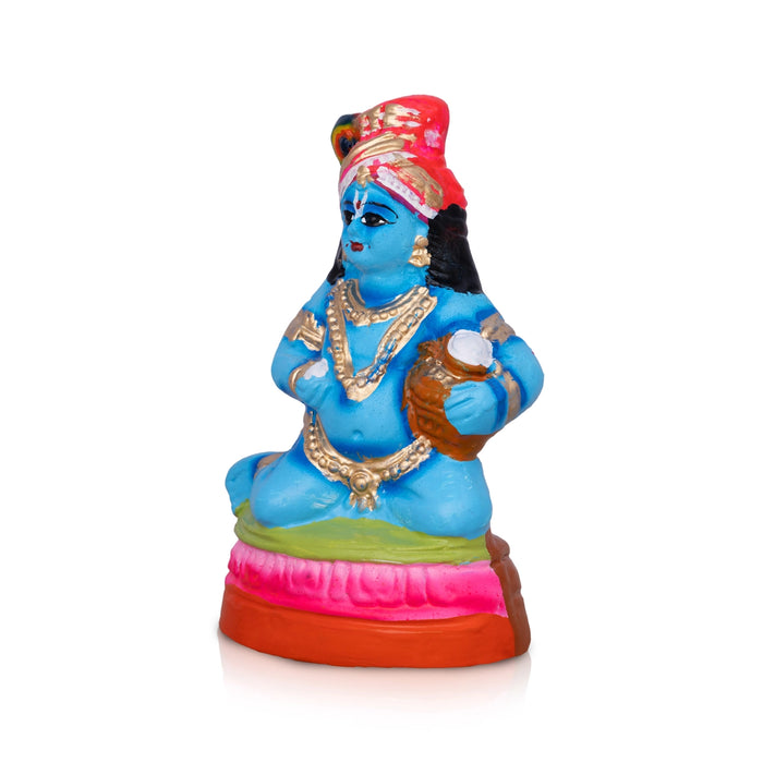 Butter Krishna Paper Mache Golu Bommai - 6 x 3.25 Inches | Giri Golu Bommai/ Navaratri Dasara Doll/ Bomma