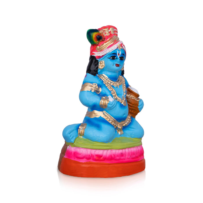 Butter Krishna Paper Mache Golu Bommai - 6 x 3.25 Inches | Giri Golu Bommai/ Navaratri Dasara Doll/ Bomma
