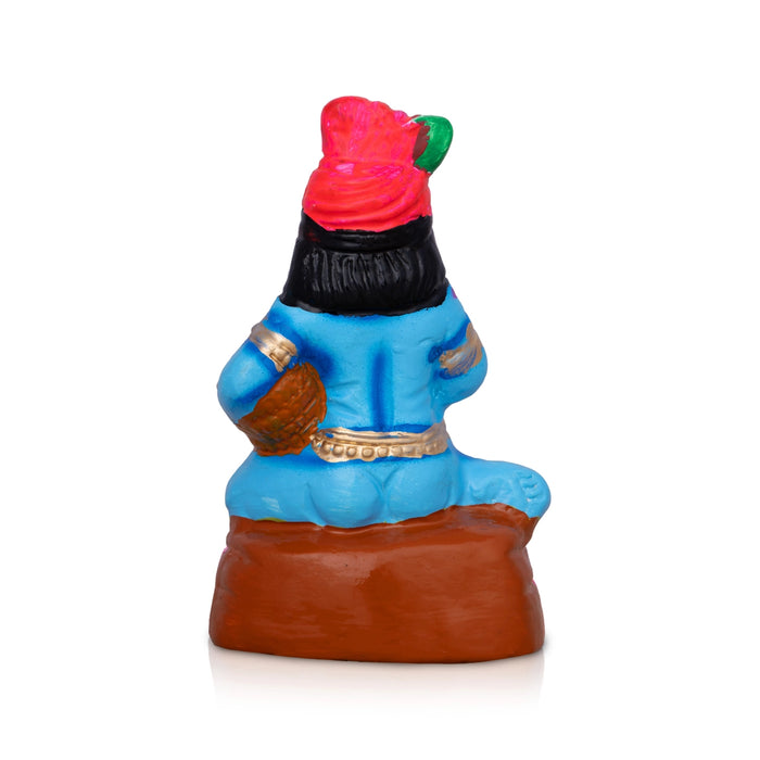 Butter Krishna Paper Mache Golu Bommai - 6 x 3.25 Inches | Giri Golu Bommai/ Navaratri Dasara Doll/ Bomma