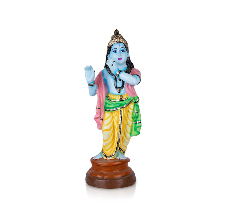 Flute Krishna Paper Mache Golu Bommai - 27 x 9 Inches | Giri Golu Doll/ Navaratri Kolu Bomma/ Dasara Doll/ Gombe