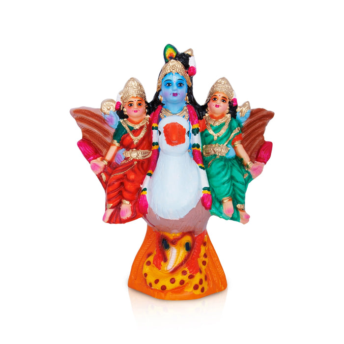 Krishna Murti Garuda Sevai Paper Mache Golu Bommai - 14 X 12 Inches | Navaratri Golu Gombe/ Giri Golu Doll