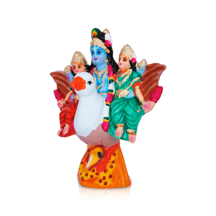 Krishna Murti Garuda Sevai Paper Mache Golu Bommai - 14 X 12 Inches | Navaratri Golu Gombe/ Giri Golu Doll