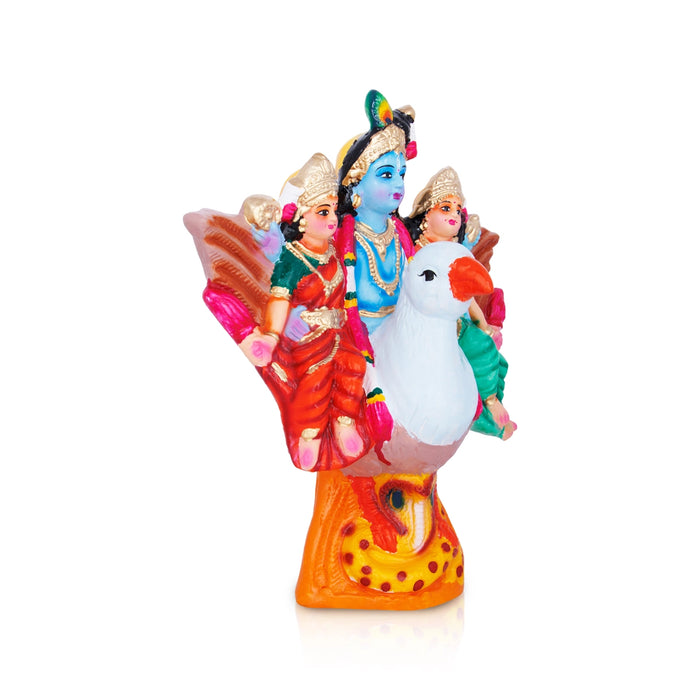 Krishna Murti Garuda Sevai Paper Mache Golu Bommai - 14 X 12 Inches | Navaratri Golu Gombe/ Giri Golu Doll