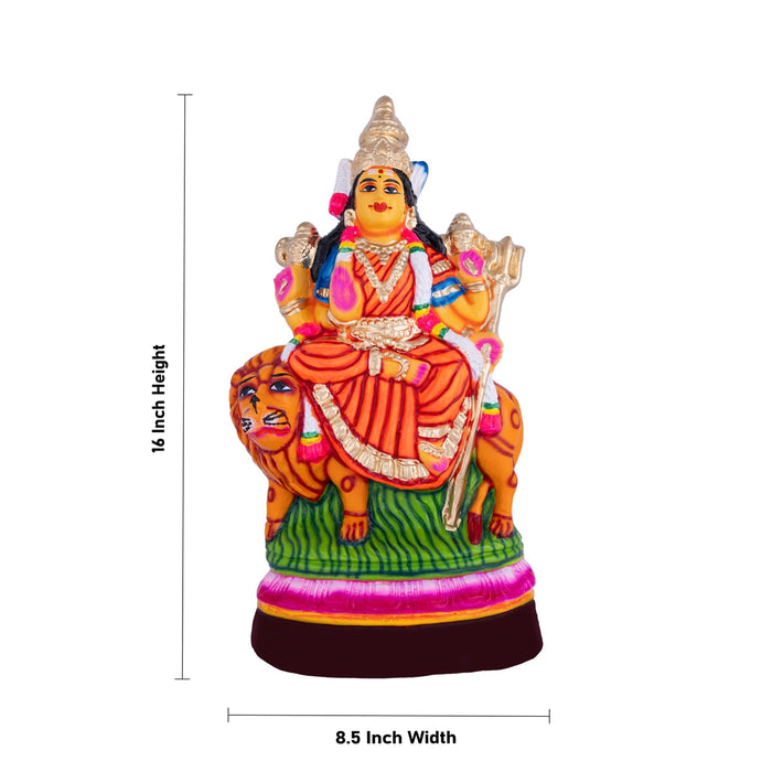 Durga Idol Paper Mache Golu Bommai - 16 X 8.5 Inches | Navaratri Gombe/ Giri Golu Doll/ Navratri Decor