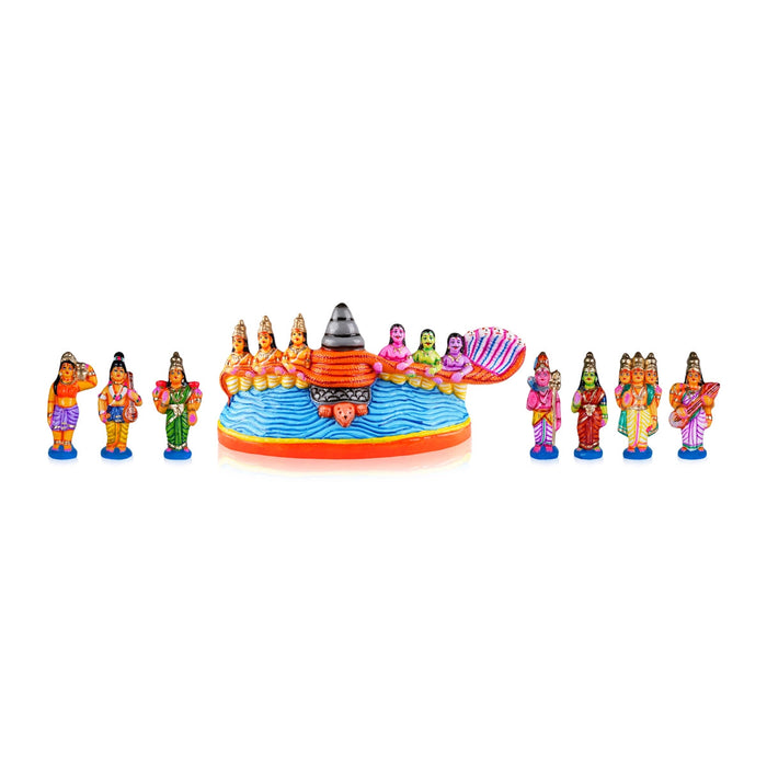 Thiruparkadal Clay Golu Bommai Set - 11 x 22 Inches | Giri Golu Doll/ Gombe/ Navaratri Golu Bomma