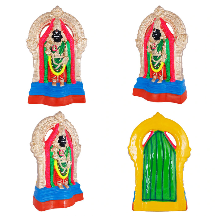 Parthasarathi Perumal Thayar Paper Mache Golu Bommai Pair - 18 X 12 Inches | Giri Golu Doll/ Navaratri Gombe
