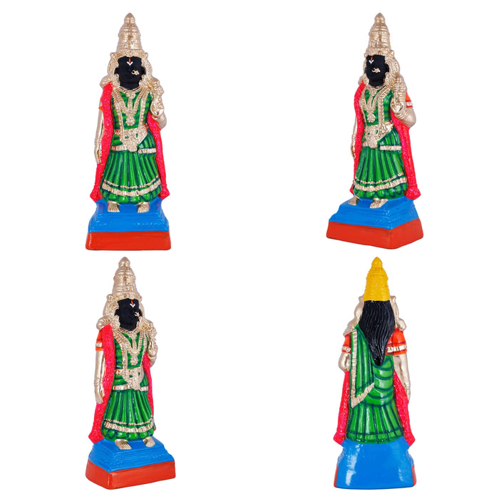 Parthasarathi Perumal Thayar Paper Mache Golu Bommai Pair - 18 X 12 Inches | Giri Golu Doll/ Navaratri Gombe