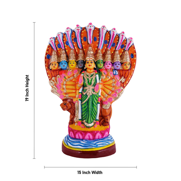 Nava Durga Idol Paper Mache Golu Bommai - 19 X 15 Inches | Giri Golu Doll/ Navaratri Gombe/ Navratri Decor