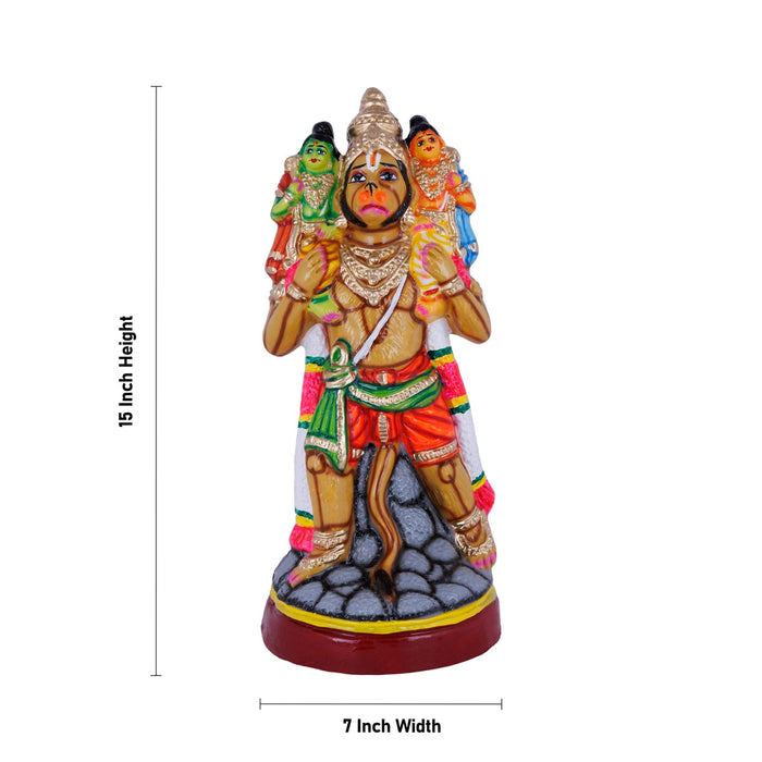 Hanuman Murti Carrying Ram Lakshman Paper Mache Golu Bommai- 15 X 7 Inches | Navaratri Gombe/ Giri Golu Doll