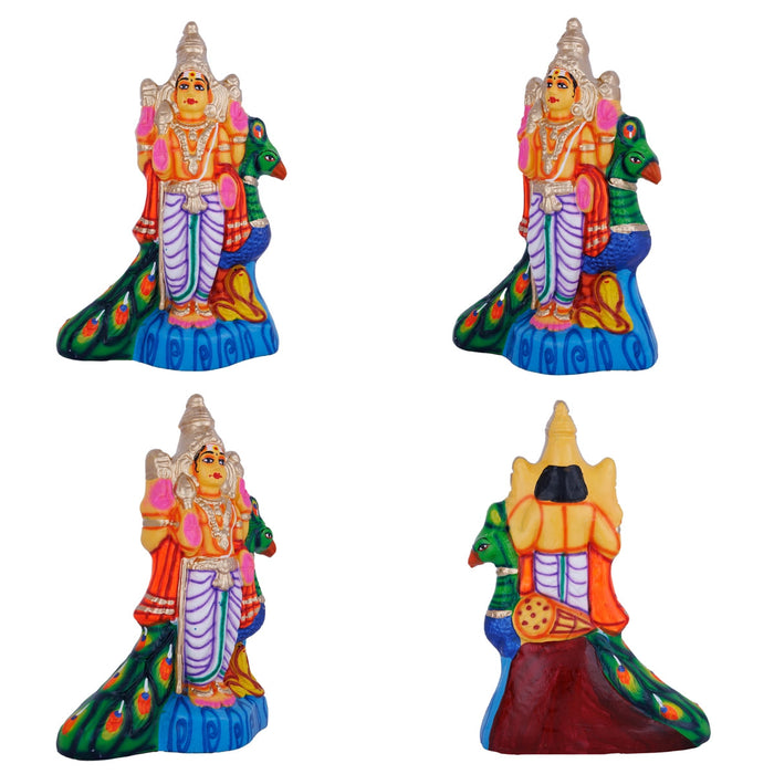 Murugan Valli Deivanai Statue Paper Mache Golu Bommai Set - 10 X 6.5 Inches | Navaratri Gombe/ Giri Golu Doll