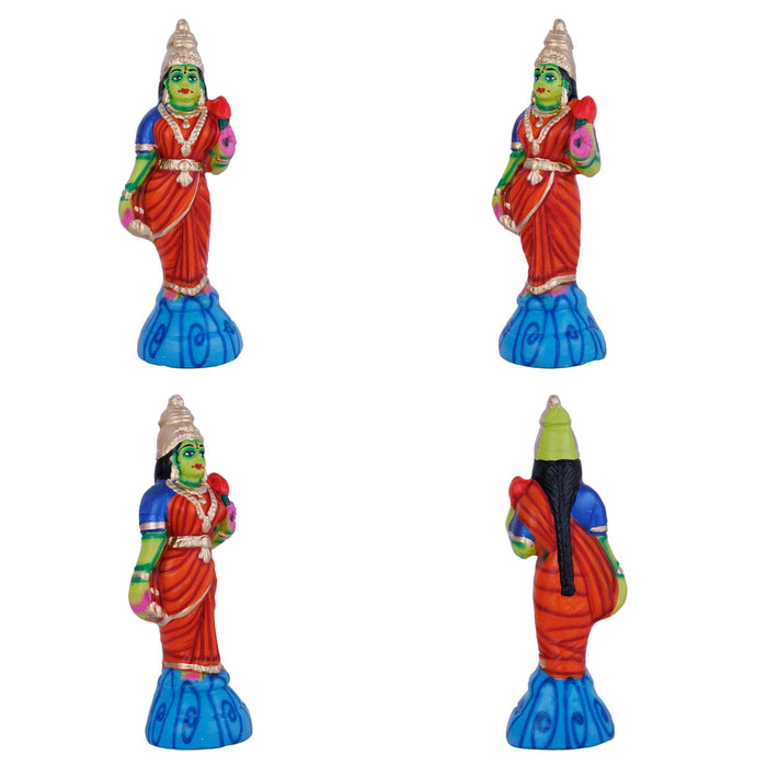 Murugan Valli Deivanai Statue Paper Mache Golu Bommai Set - 10 X 6.5 Inches | Navaratri Gombe/ Giri Golu Doll