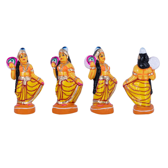 Krishna Murti With Gopiyar Clay Golu Bommai Set- 9 X 3.5 Inches | Navaratri Gombe/Giri Golu Doll/Navratri Decor