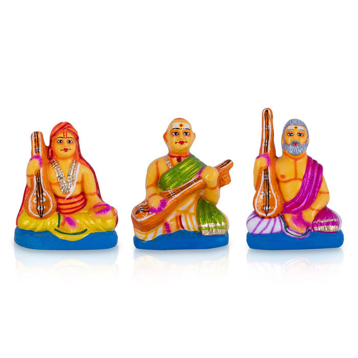Sangeetha Mummoorthigal Clay Golu Bommai Set - 7 X 5 Inches | Navaratri Gombe/ Giri Golu Doll/ Navratri Decor