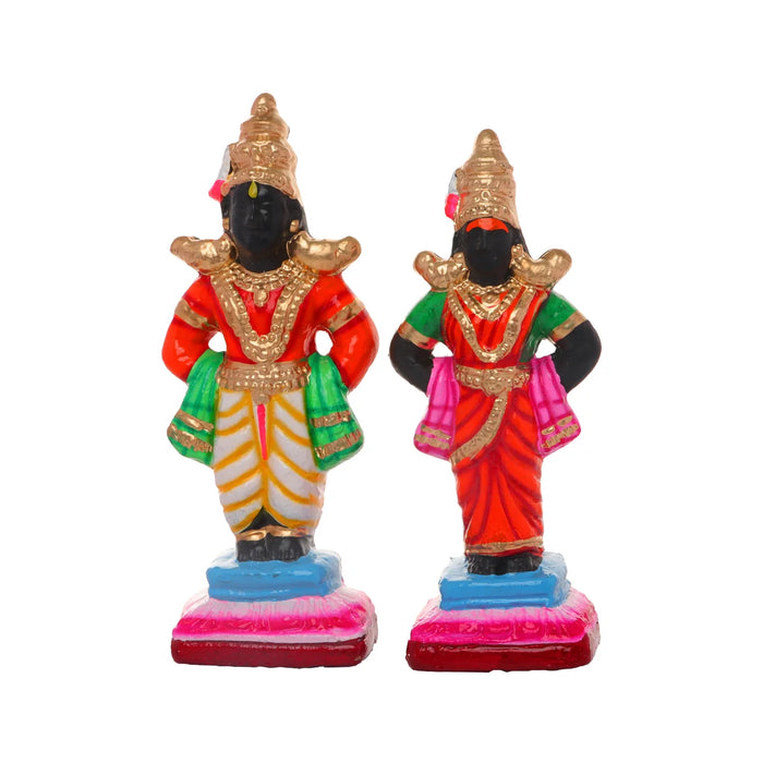 Pandurangan Ragumayi Pair - 10 x 4 Inches | Giri Golu Statue/ Clay Statue/ Navarathri Doll