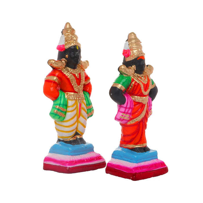 Pandurangan Ragumayi Pair - 10 x 4 Inches | Giri Golu Statue/ Clay Statue/ Navarathri Doll