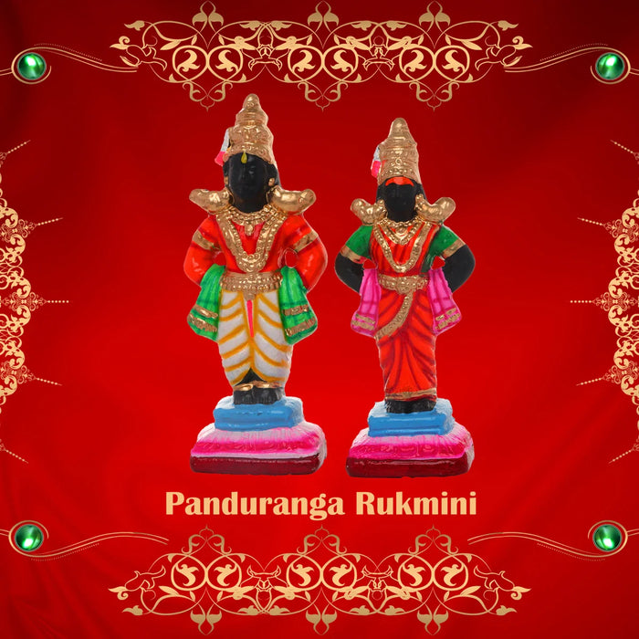 Pandurangan Ragumayi Pair - 10 x 4 Inches | Giri Golu Statue/ Clay Statue/ Navarathri Doll