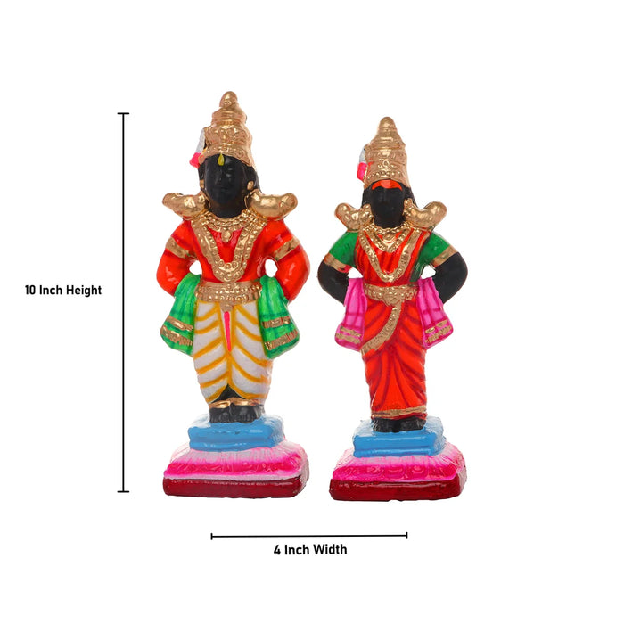 Pandurangan Ragumayi Pair - 10 x 4 Inches | Giri Golu Statue/ Clay Statue/ Navarathri Doll