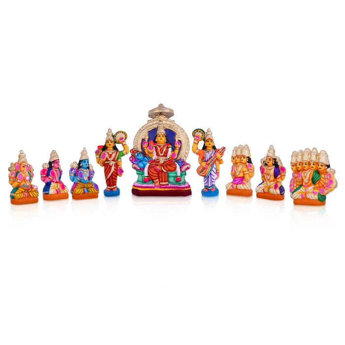 Lalitambigai Clay Golu Bommai Set - 11 x 8.5 inches | Giri Golu Doll / Navaratri Golu Bomma / Dasara Doll