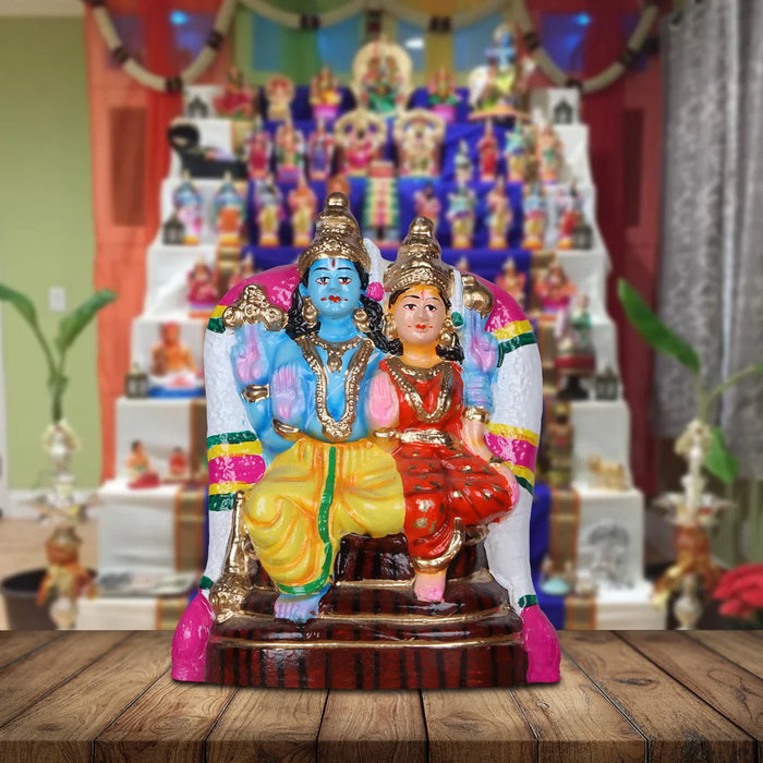 Lakshmi Narayanar Clay Golu Bommai - 9 Inches | Giri Golu Doll/ Navaratri Golu Bomma/Gombe/Bommai