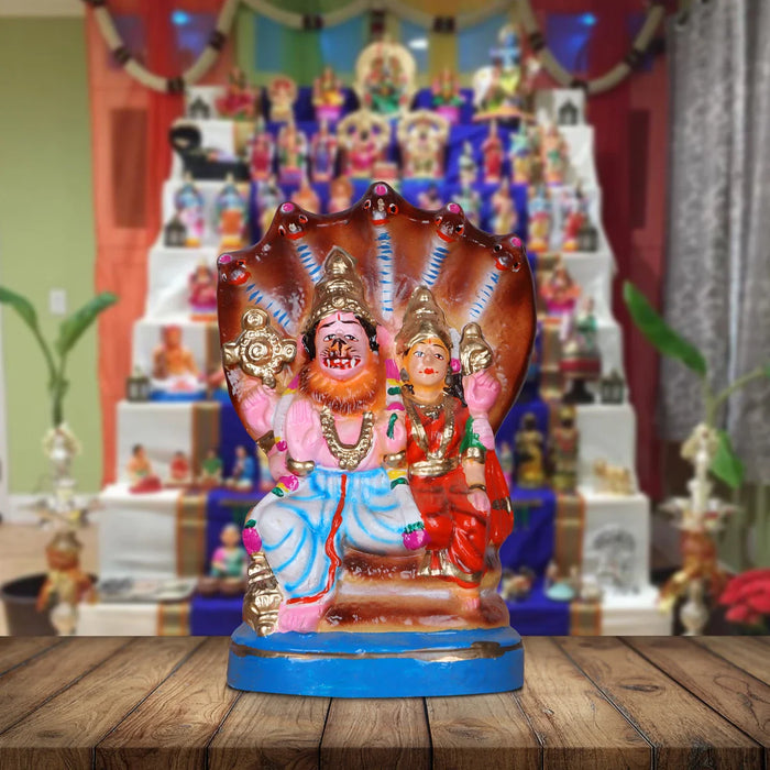 Lakshmi Narasimhar Clay Golu Bommai - 10 Inches | Giri Golu Doll/ Navaratri Golu Bomma/Gombe/Bommai