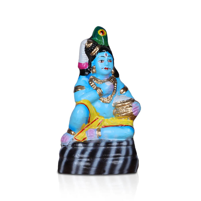 Butter Krishna Statue Clay Golu Bommai - 6 x 3 Inches | Giri Golu Doll/ Navaratri Golu Bomma/ Bommai/ Gombe