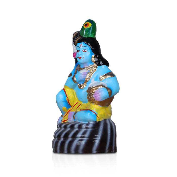 Butter Krishna Statue Clay Golu Bommai - 6 x 3 Inches | Giri Golu Doll/ Navaratri Golu Bomma/ Bommai/ Gombe