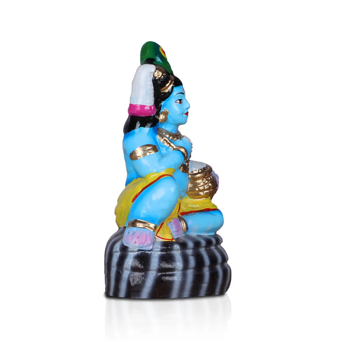 Butter Krishna Statue Clay Golu Bommai - 6 x 3 Inches | Giri Golu Doll/ Navaratri Golu Bomma/ Bommai/ Gombe