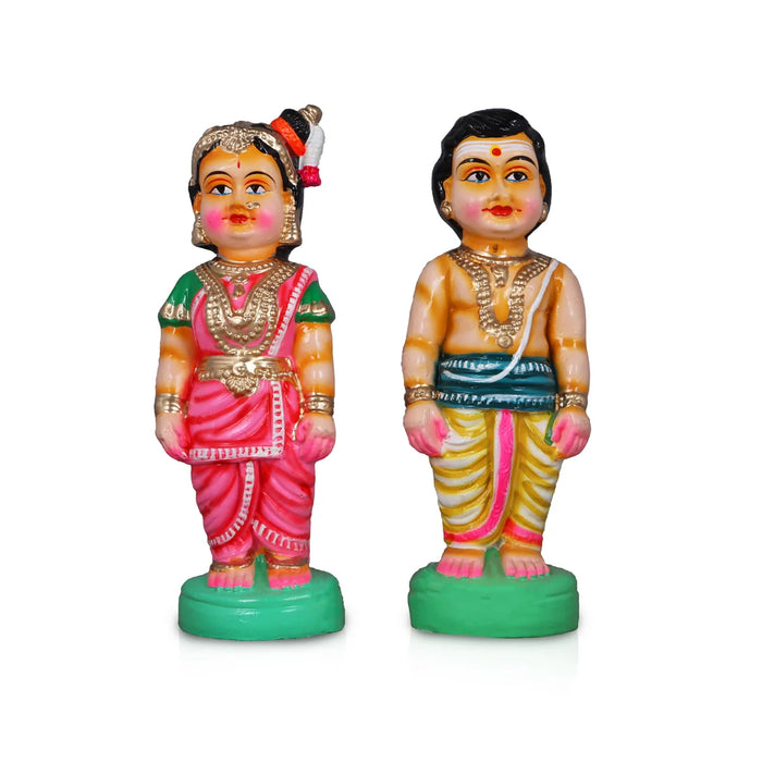 Mama Mami Clay Golu Bommai Pair - 12 Inches | Giri Golu Doll/ Navaratri Golu Bomma/Gombe/Bommai