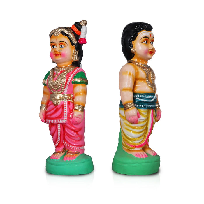 Mama Mami Clay Golu Bommai Pair - 12 Inches | Giri Golu Doll/ Navaratri Golu Bomma/Gombe/Bommai