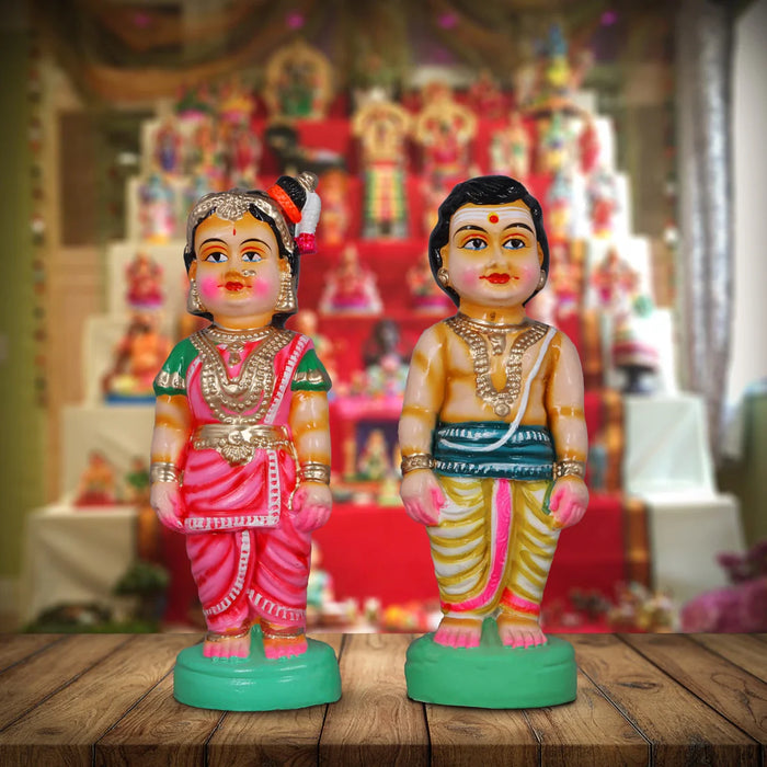 Mama Mami Clay Golu Bommai Pair - 12 Inches | Giri Golu Doll/ Navaratri Golu Bomma/Gombe/Bommai