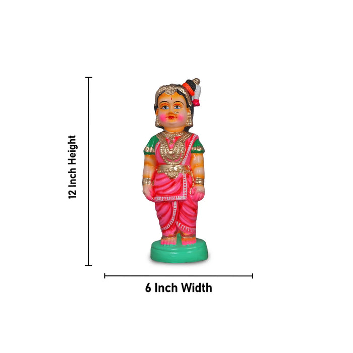 Mama Mami Clay Golu Bommai Pair - 12 Inches | Giri Golu Doll/ Navaratri Golu Bomma/Gombe/Bommai