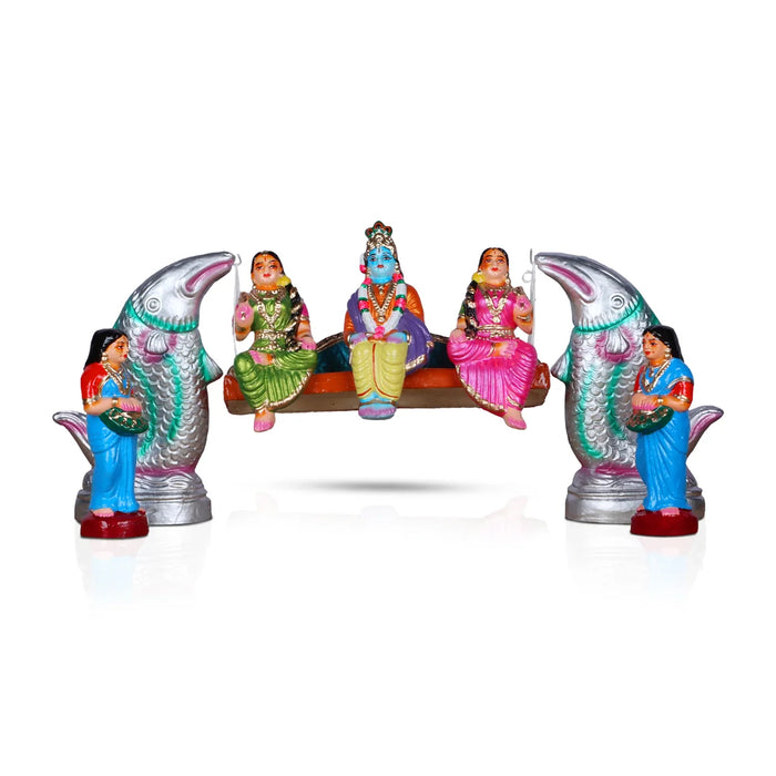 Krishna Oonjal Clay Golu Bommai Set - 9 Inches | Giri Golu Doll/ Navaratri Golu Bomma/Gombe/Bommai