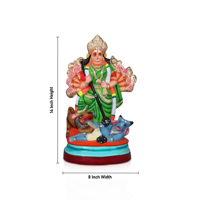 Mahishasuramardini Durga Clay Golu Bommai - 14 Inches | Giri Golu Doll/ Navaratri Golu Bomma/Gombe/Bommai